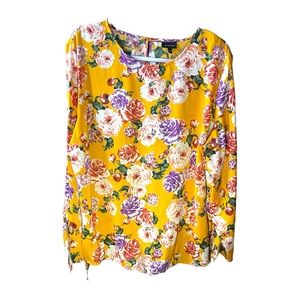 Who What Wear Tied Floral Long Sleeve Blouse